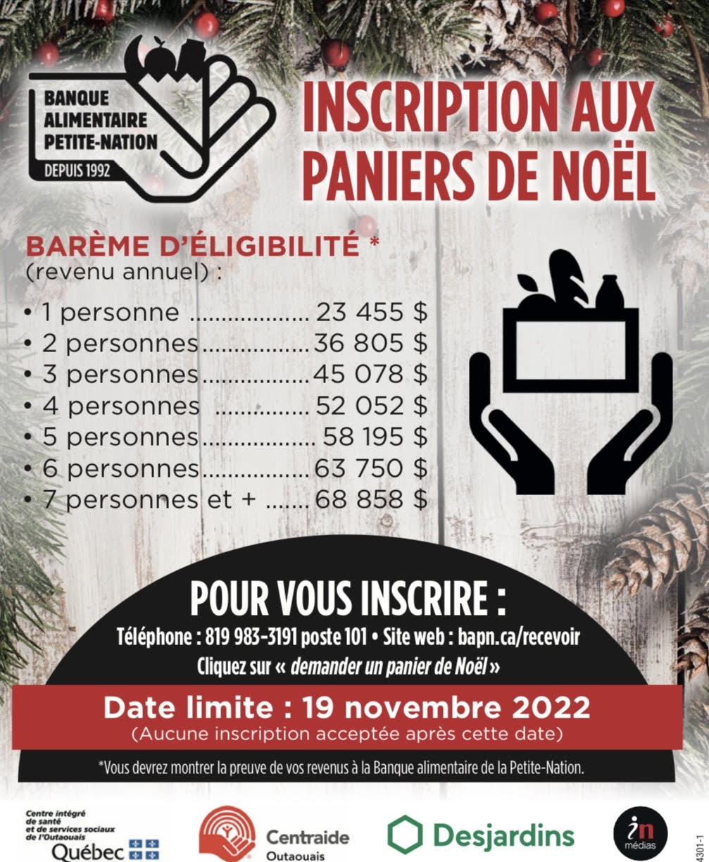 Inscription aux paniers de Noël - Notre-Dame-de-la-Paix